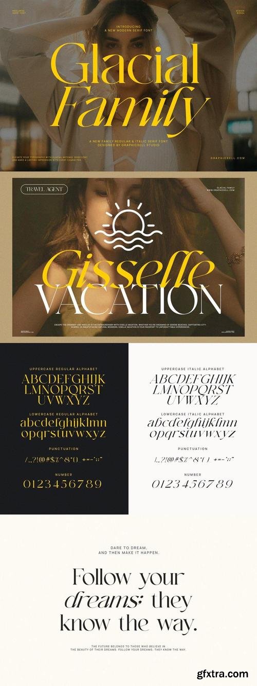 Glacial Family Elegant Serif Font Text