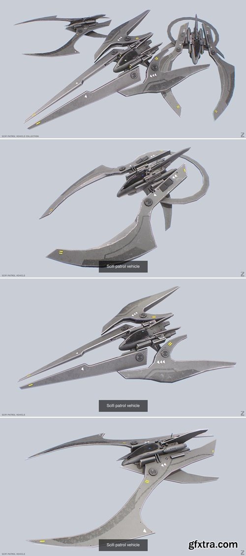 Cgtrader - Scifi patrol vehicle collection VR / AR / low-poly 3d model