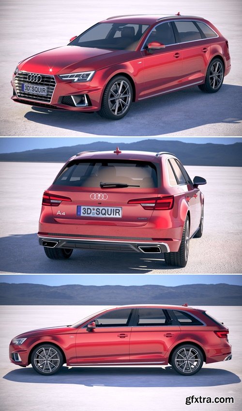 Renderhub - Audi A4 S-Line Avant 2019 3D Model