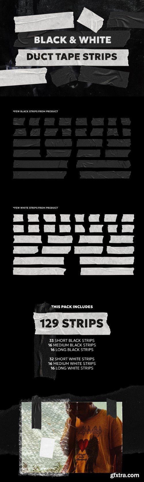 Creativemarket - Black & White Duct Tape Strips PNG 290847686