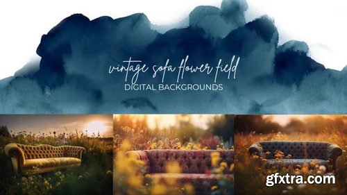 Finding North Education - Vintage Sofa Flower Field Digital Backgrounds