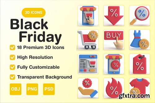 Iconscout - Black Friday 3D Icon Pack