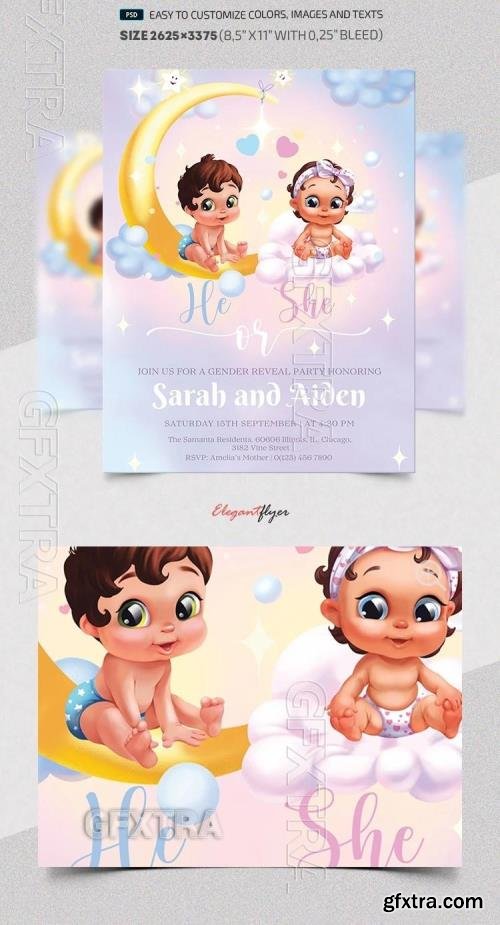Gender Reveal Party - Premium Flyer template (PSD)