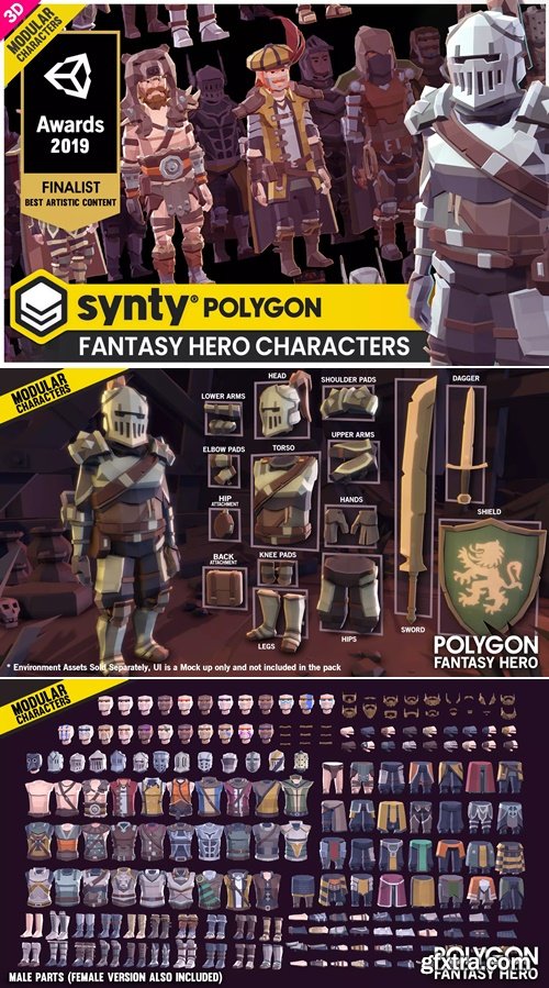 Unity Asset - POLYGON Modular Fantasy Hero Characters - Low Poly 3D Art by Synty v1.3.1 Unity Asset - POLYGON Modular Fantasy Hero Characters - Low Poly 3D Art by Synty v1.3.1