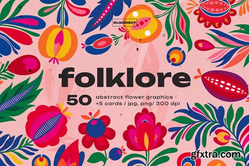 Creativemarket - Folk Abstract Floral Graphics - 91898115