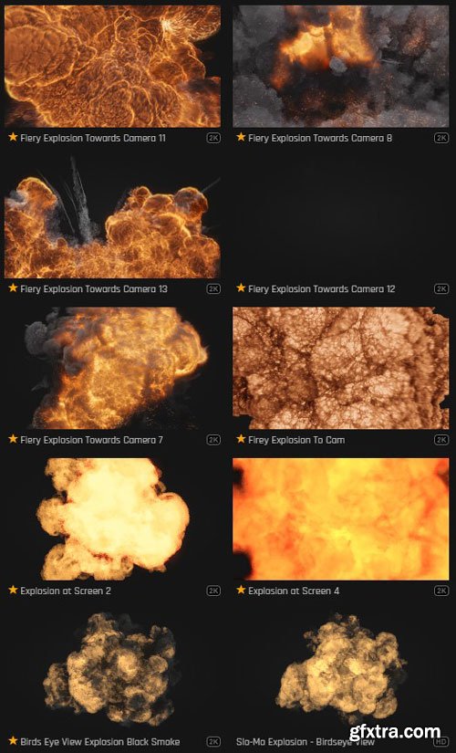 ProductionCrate - Explosions at Cam - 25 4K VFX Items