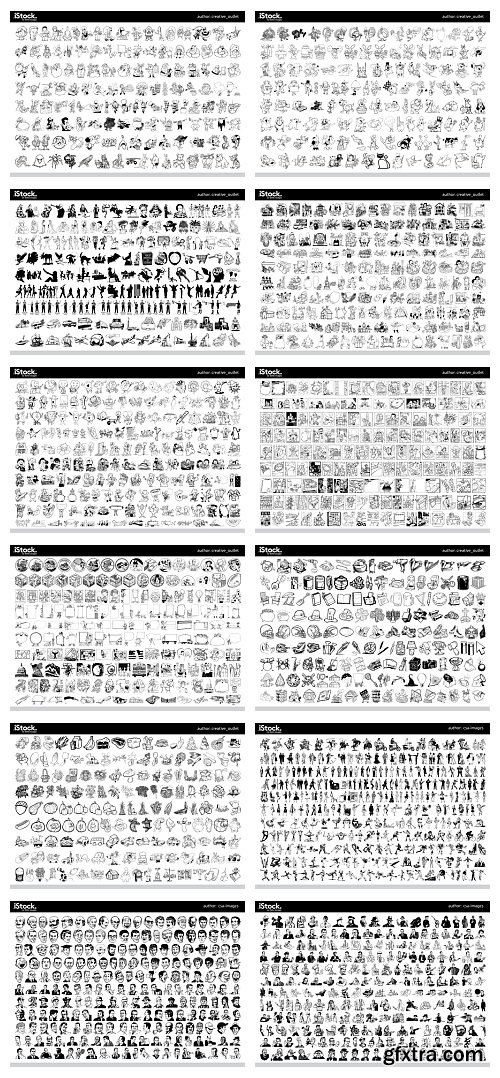 Over 26,000 Monochrome Vector Cliparts & Shadows 71xAI