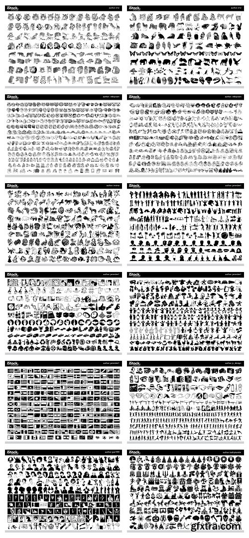 Over 26,000 Monochrome Vector Cliparts & Shadows 71xAI