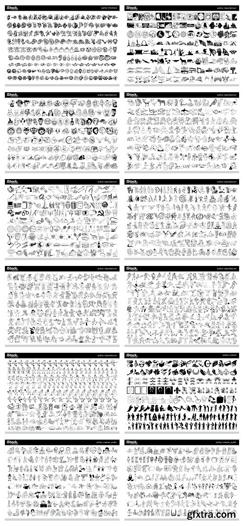 Over 26,000 Monochrome Vector Cliparts & Shadows 71xAI