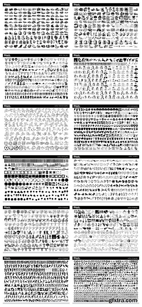 Over 26,000 Monochrome Vector Cliparts & Shadows 71xAI