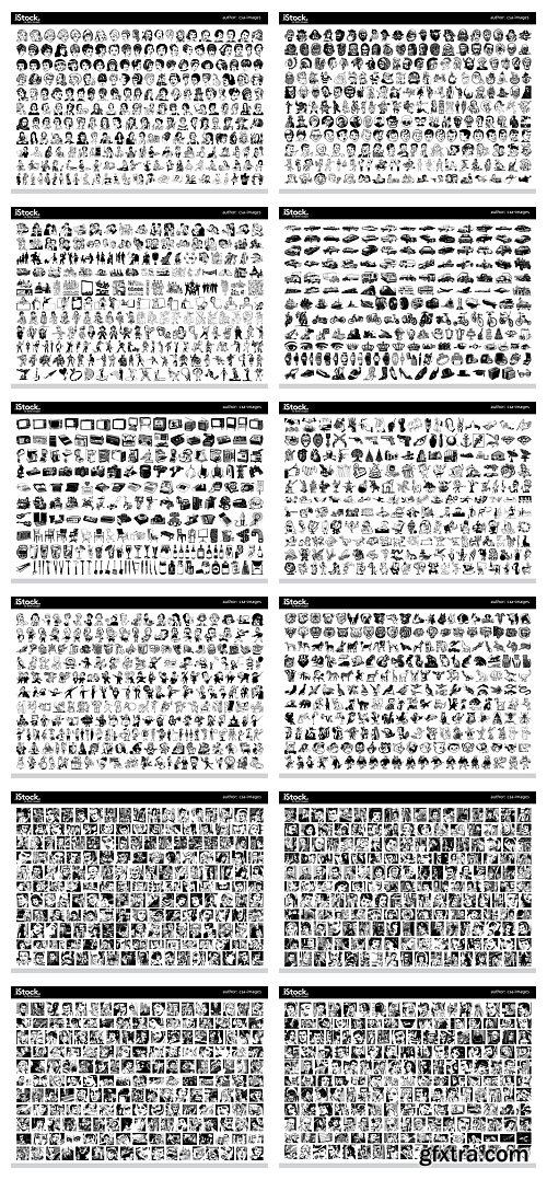 Over 26,000 Monochrome Vector Cliparts & Shadows 71xAI