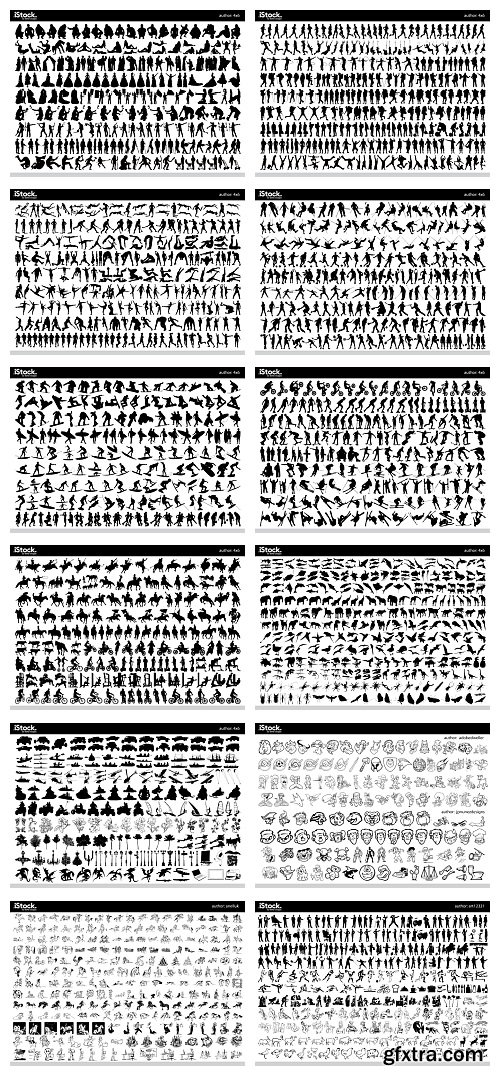 Over 26,000 Monochrome Vector Cliparts & Shadows 71xAI