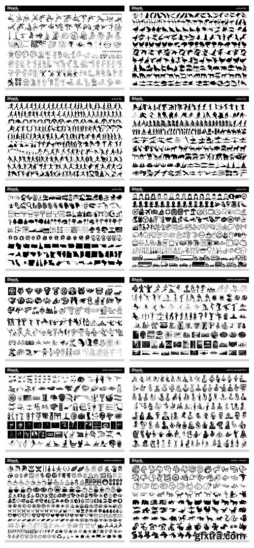 Over 26,000 Monochrome Vector Cliparts & Shadows 71xAI