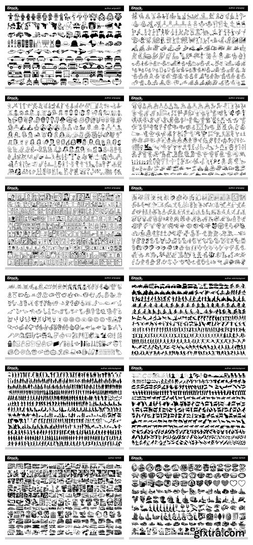 Over 26,000 Monochrome Vector Cliparts & Shadows 71xAI