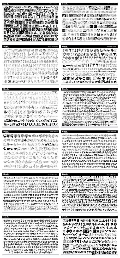 Over 26,000 Monochrome Vector Cliparts & Shadows 71xAI