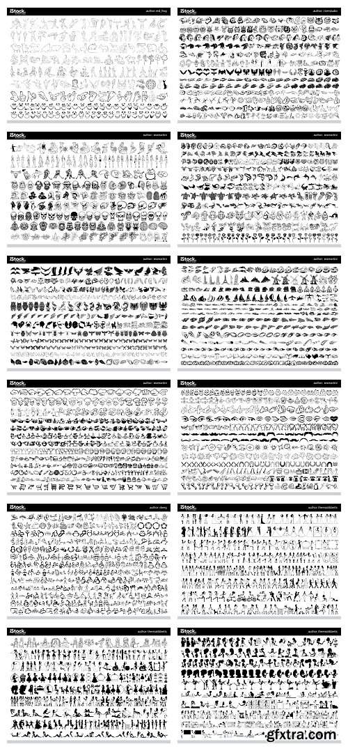 Over 26,000 Monochrome Vector Cliparts & Shadows 71xAI