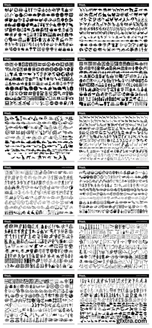 Over 26,000 Monochrome Vector Cliparts & Shadows 71xAI