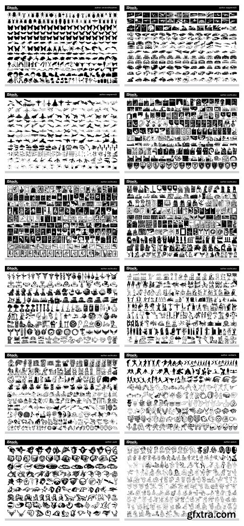 Over 26,000 Monochrome Vector Cliparts & Shadows 71xAI
