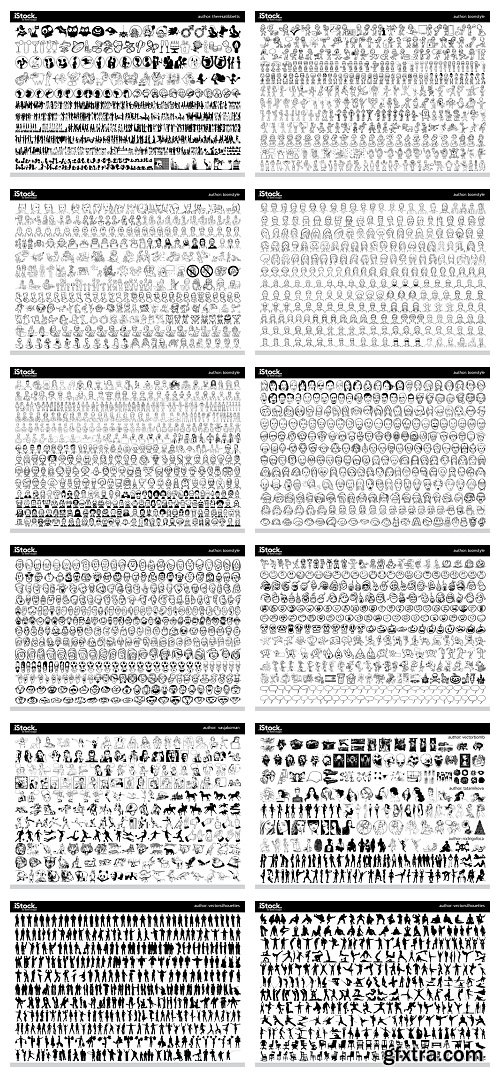 Over 26,000 Monochrome Vector Cliparts & Shadows 71xAI