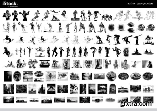 Over 26,000 Monochrome Vector Cliparts & Shadows 71xAI