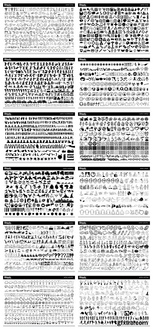 Over 26,000 Monochrome Vector Cliparts & Shadows 71xAI