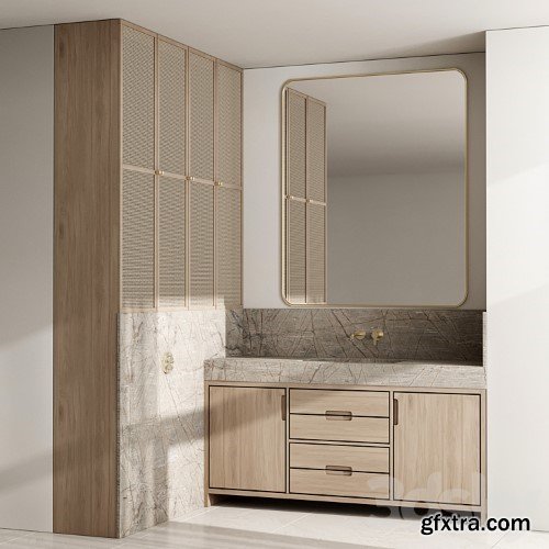 3dsky Pro - L-shaped Bathroom furniture by inbani faucet set 89