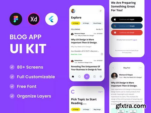 UIHut - Confect - Blog Reading App UI Kit - 17034