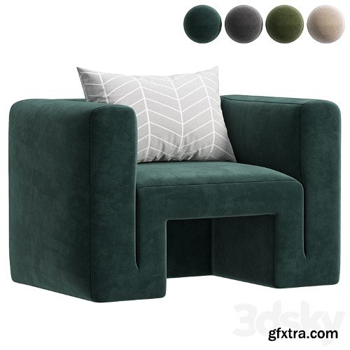 3dsky Pro - Matra Deep Teal Velvet Lounge Armchair By CB2