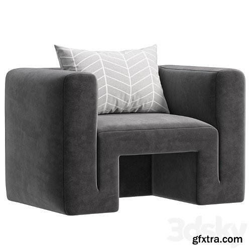 3dsky Pro - Matra Deep Teal Velvet Lounge Armchair By CB2