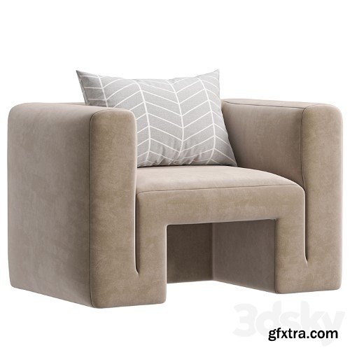 3dsky Pro - Matra Deep Teal Velvet Lounge Armchair By CB2