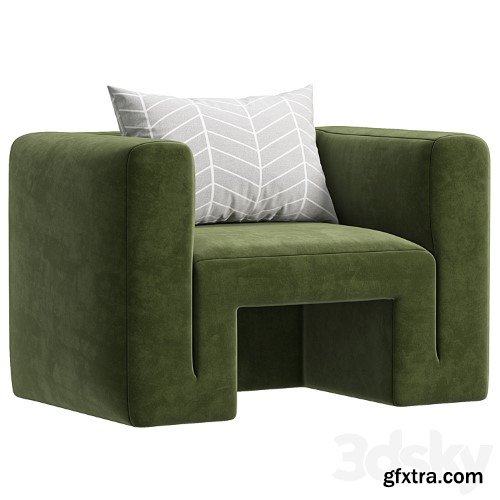 3dsky Pro - Matra Deep Teal Velvet Lounge Armchair By CB2