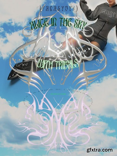 Creativemarket - 3D Metallic Tribal - goth metal y2k - 6591457