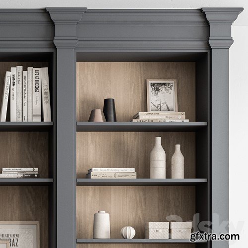 3dsky Pro - Classic Boss Desk and Library Set - Office Furniture 283