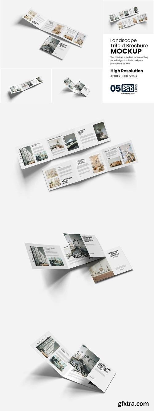 Landscape Trifold Brochure Mockup 7B84E6Z Landscape Trifold Brochure Mockup 7B84E6Z