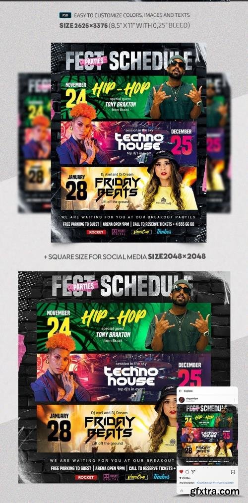 Festival Schedule - Premium Flyer template (PSD)