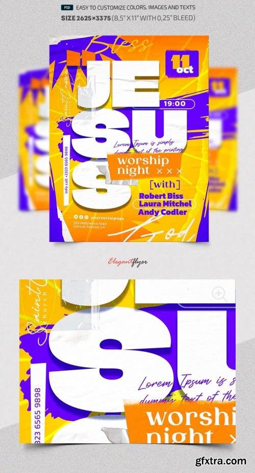 Worship Night - Premium Flyer template (PSD)