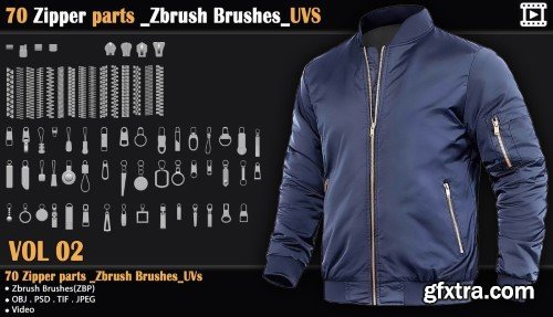 ArtStation - 70 Zipper parts - Zbrush Brushes_UVS