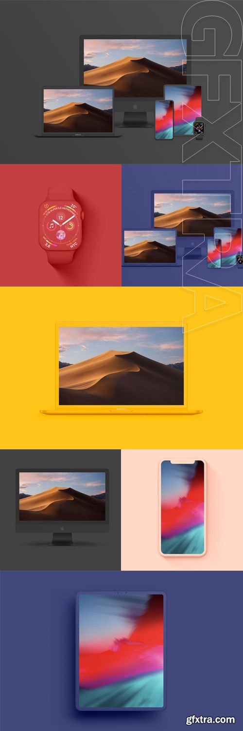 Asylab - Apple Devices 7 Clay Mockups - 5K Asylab - Apple Devices 7 Clay Mockups - 5K