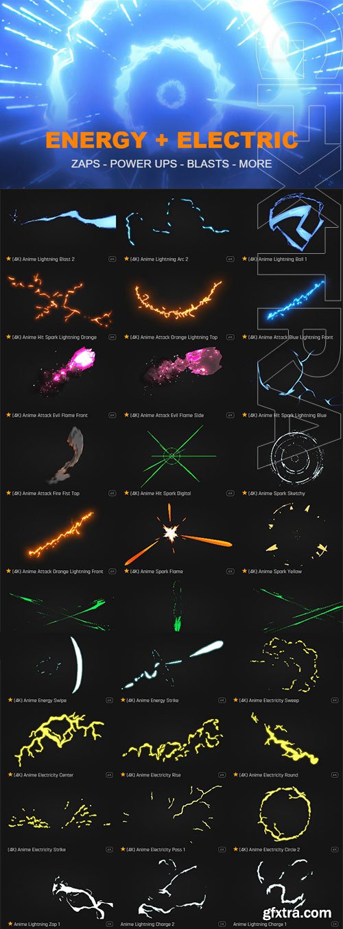 ProductionCrate - Toon Energy and Electricity - 105 4K VFX Items