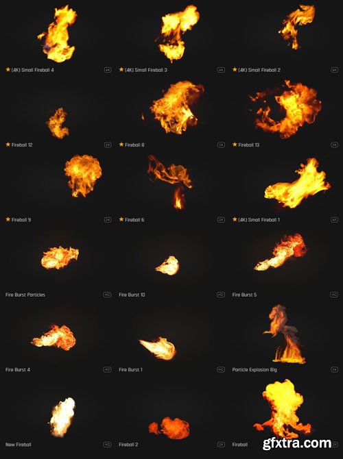 ProductionCrate - Fire Burst Explosions - 71 4K VFX Items