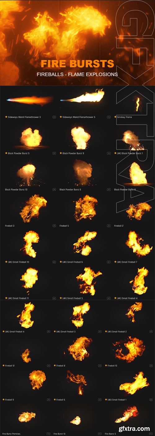 ProductionCrate - Fire Burst Explosions - 71 4K VFX Items