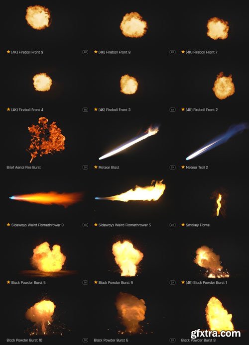 ProductionCrate - Fire Burst Explosions - 71 4K VFX Items