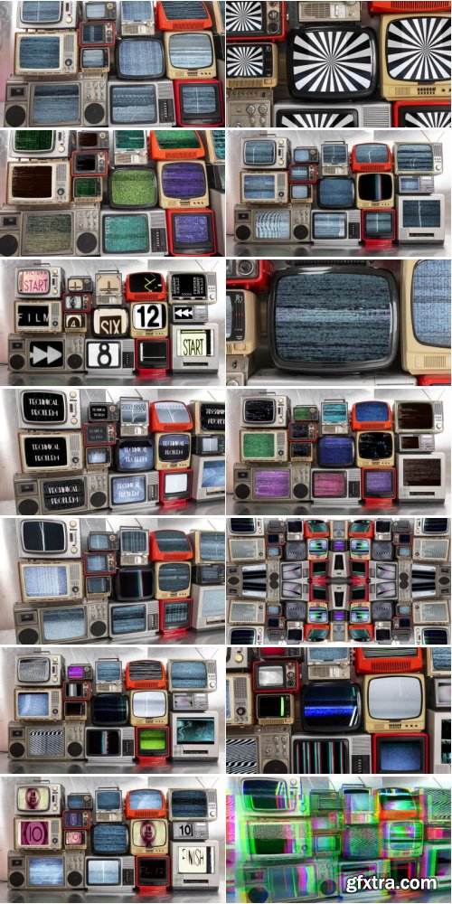 ArtList - Vintage Television Wall - 4K ProRes UHQ Collections
