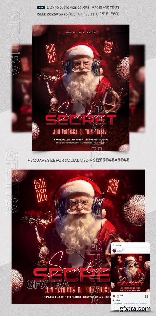 Secret Santa Party - Premium Flyer template (PSD)
