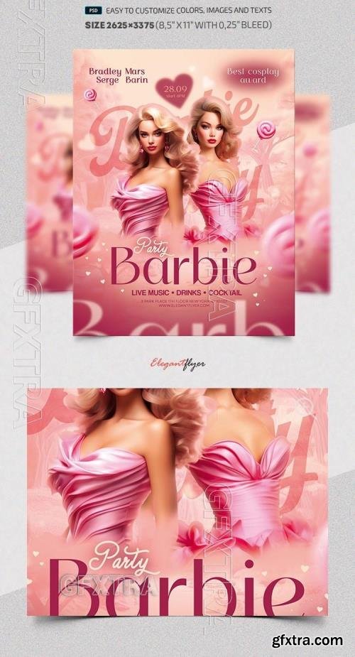 Barbie Party - Premium Flyer template (PSD) Barbie Party - Premium Flyer template (PSD)