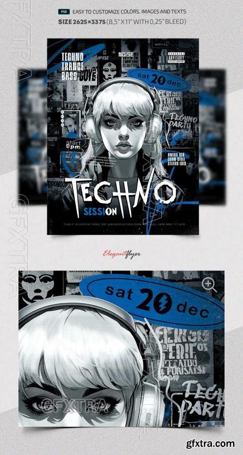 Techno Session - Premium Flyer template (PSD)