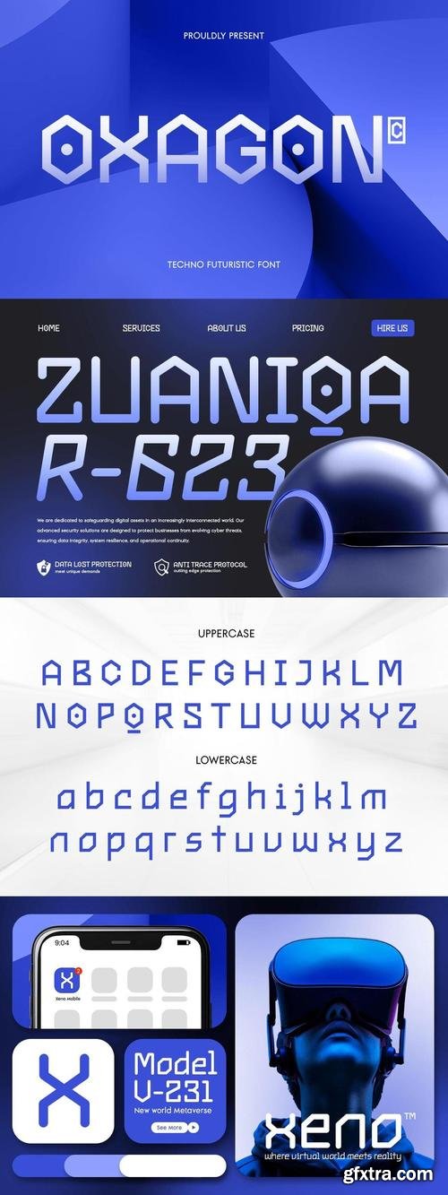 Oxagon - Techno Futuristic Font
