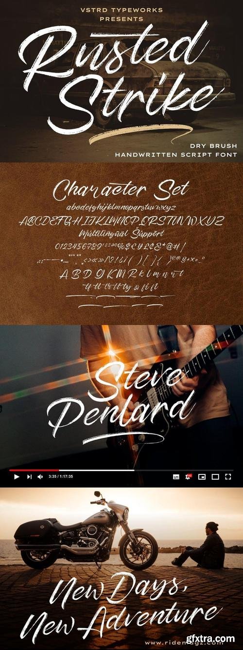 Rusted Strike – Dry Brush Handwritten Script Font