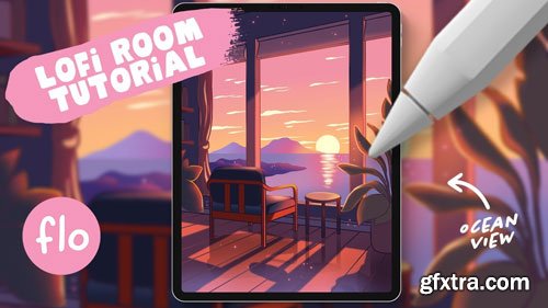 Artwithflo - Procreate Tutorial Ocean View Lofi Room