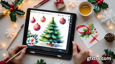 Udemy - From Procreate to Canva:Designing Watercolor Christmas Cards